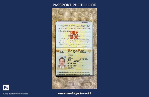 modello di look fotografico per passaporto giapponese in stile verificato